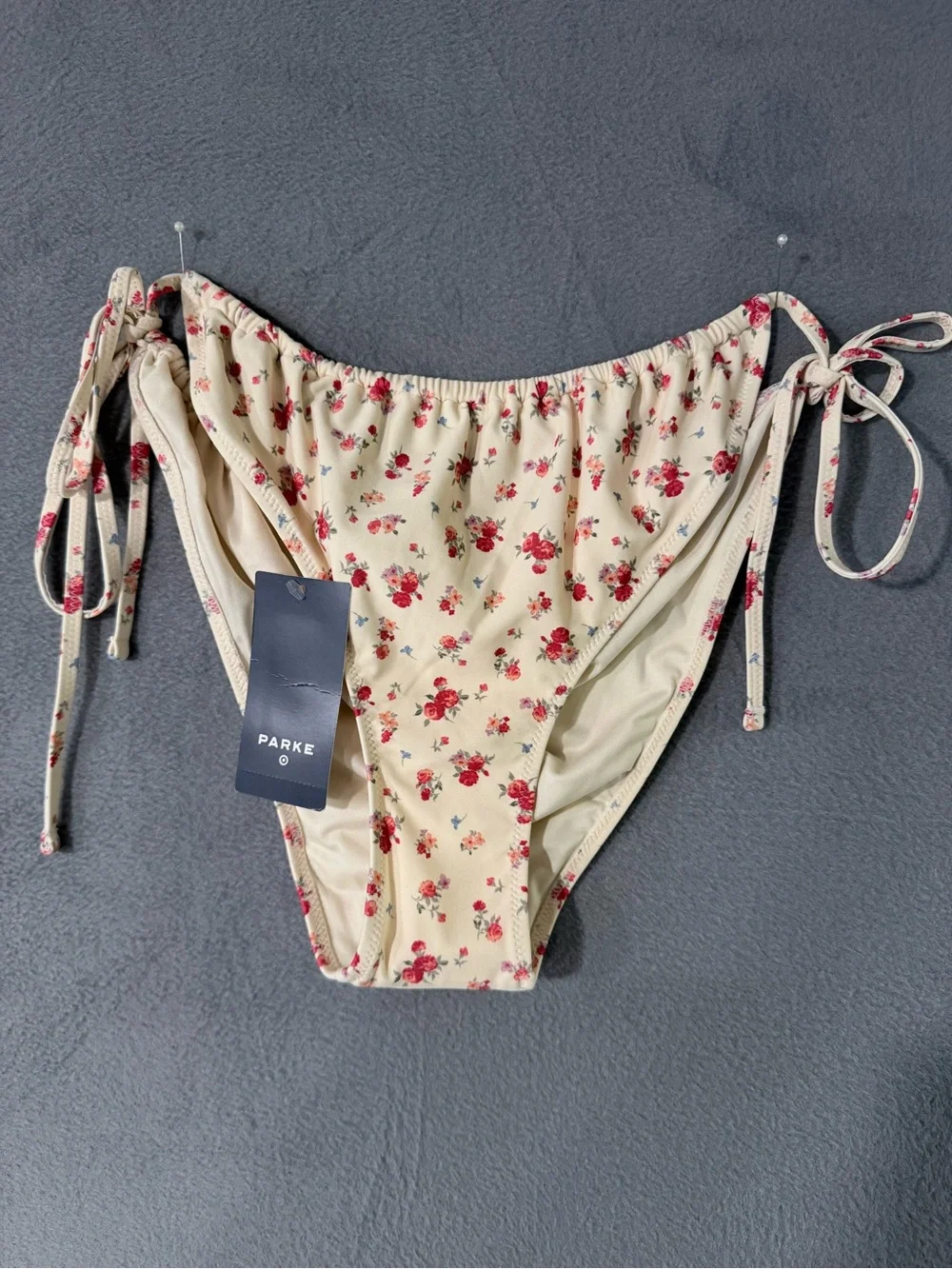 Parke x Target - Cream Floral Tie-Side Bikini Bottoms